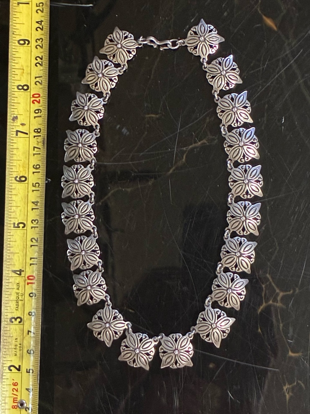 Vintage Taxco Sterling Silver floral necklace.